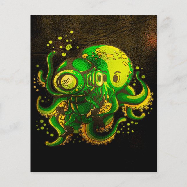 Prospectus 11,4 Cm X 14,2 Cm Octopus d'art moderne | Océan mystérieux (Devant)