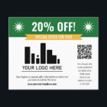 Prospectus 11,4 Cm X 14,2 Cm Offre spéciale verte Remise sur votre logo et votr<br><div class="desc">Offre spéciale rabais flyer pour votre petite entreprise avec une bannière verte en haut combiné avec une bannière jaune plus petite et des polices blanches en gras. Offre spéciale rabais flyer personnalisé avec votre logo,  code QR et texte personnalisé.</div>