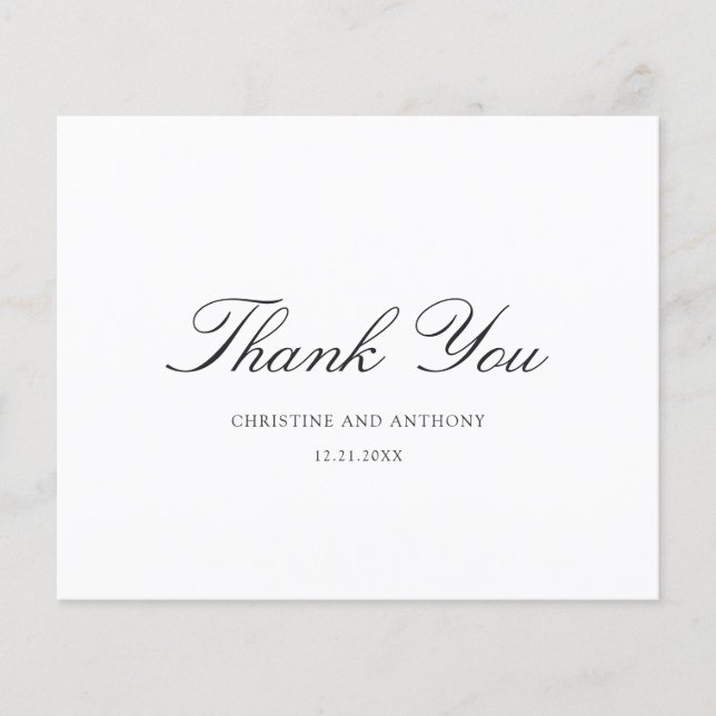 Prospectus 11,4 Cm X 14,2 Cm Old Money Black and White Wedding Thank You Card (Devant)