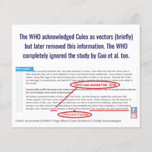 Prospectus 11,4 Cm X 14,2 Cm OMS Connaît Culex sont des vecteurs zika par RoseW