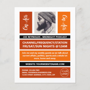 Prospectus 11,4 Cm X 14,2 Cm On Air - Podcaster Photo - Retro Podcast