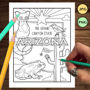 Prospectus 11,4 Cm X 14,2 Cm page de coloriage de l'état d'arizona
