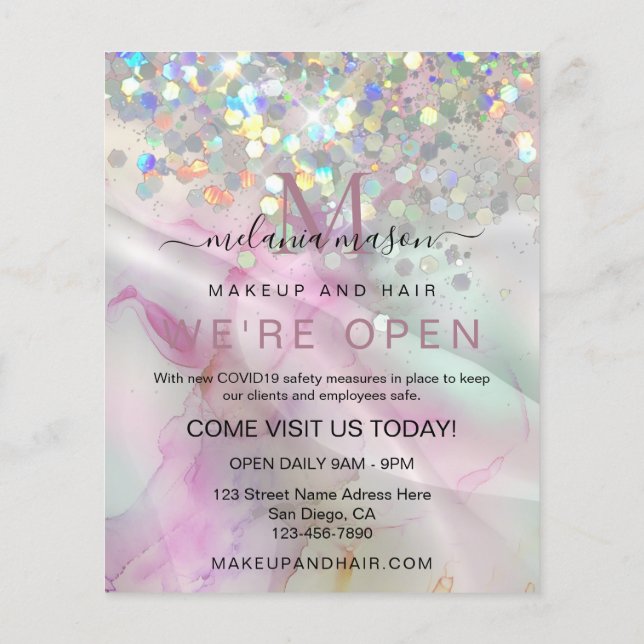 Prospectus 11,4 Cm X 14,2 Cm Paillettes holographiques de l'artiste en maquilla (Dos)