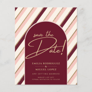 Prospectus 11,4 Cm X 14,2 Cm Palette de couleurs Mariage or rose Bourgogne