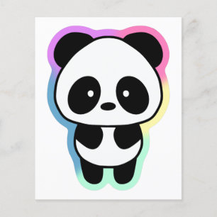 Prospectus 11,4 Cm X 14,2 Cm Panda bébé mignonne - Couleurs arc-en-ciel