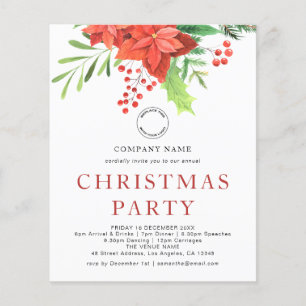 Prospectus 11,4 Cm X 14,2 Cm PAPER Business Logo Poinsettia Christmas Party
