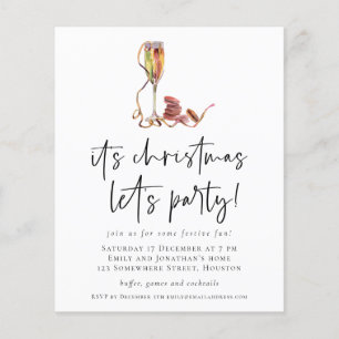 Prospectus 11,4 Cm X 14,2 Cm PAPER Champagne Noël Invitation à la fête