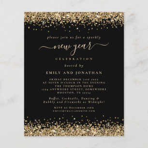 Prospectus 11,4 Cm X 14,2 Cm PAPER Gold Parties scintillant Noir Nouvel An Soir