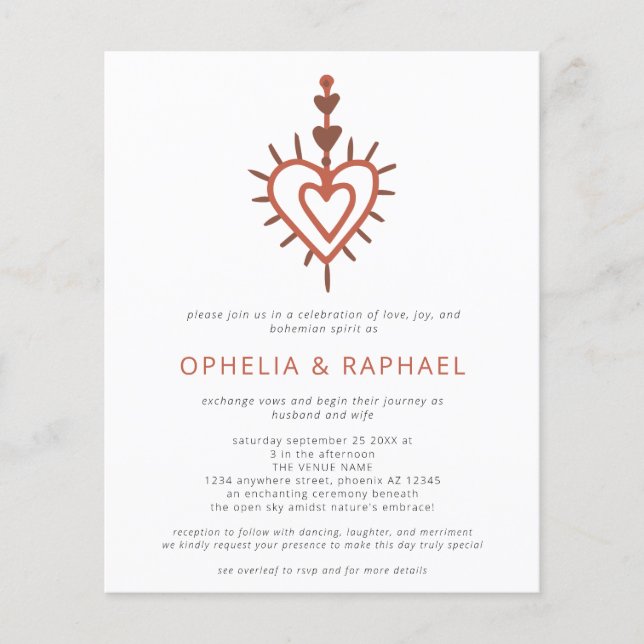 Prospectus 11,4 Cm X 14,2 Cm PAPER Heart Dreamcatcher Terracotta QR Mariage (Devant)