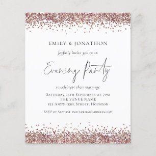 Prospectus 11,4 Cm X 14,2 Cm PAPER   Invitation de soirée Rose Gold Pailleté
