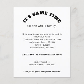 Prospectus 11,4 Cm X 14,2 Cm PAPER Jeux de famille Jour Slogan noir blanc