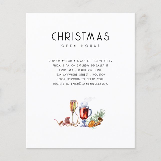 Prospectus 11,4 Cm X 14,2 Cm PAPER Noël Open House Boissons Invitation (Devant)