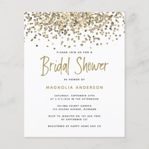 Prospectus 11,4 Cm X 14,2 Cm PAPER Parties scintillant d'or Invitation de douch