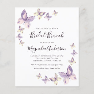 Prospectus 11,4 Cm X 14,2 Cm PAPER Pink Butterfly Bridal Brunch Invitation