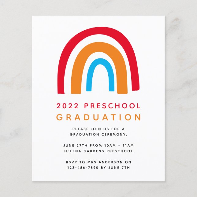 Prospectus 11,4 Cm X 14,2 Cm PAPER Rainbow School Graduation Invitation (Devant)