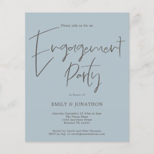 Prospectus 11,4 Cm X 14,2 Cm PAPER Script Engagement Partie Dusty Blue Invitati