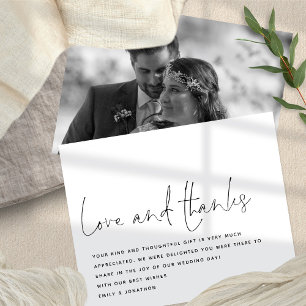 Prospectus 11,4 Cm X 14,2 Cm PAPER Script Love Thanks Photo Mariage Merci