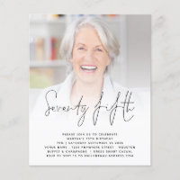 PAPER Script Photo 75th Birthday Party Invitation