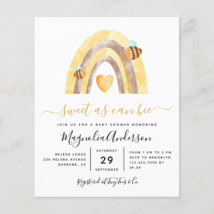 Prospectus 11,4 Cm X 14,2 Cm PAPER Sweet as Can Bee Baby shower Invitation