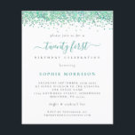 Prospectus 11,4 Cm X 14,2 Cm PAPER Teal Glitter Twenty First Party Invite<br><div class="desc">Teal Glitter Twenty First Party Invite. A great value PAPER (not card) alternative WITHOUT ENVELOPES at SMALLER size 4.5” x 5.6” and at a budget price. (Standard A6 envelopes are the nearest size to fit). A border of faux glitter in pretty teal is at the top on each side, and...</div>