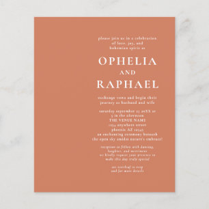 Prospectus 11,4 Cm X 14,2 Cm PAPER Terracotta QR Code Mariage bohème Invitation