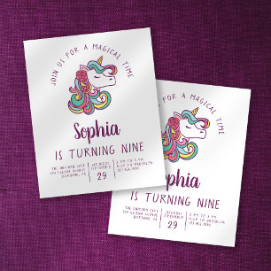 Prospectus 11,4 Cm X 14,2 Cm PAPER Unicorn Kid's Birthday Party Invitation