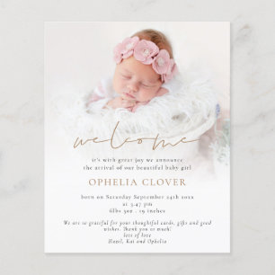 Prospectus 11,4 Cm X 14,2 Cm PAPIER 2 Photos Overlay Gold Welcome Birth