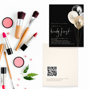 Prospectus 11,4 Cm X 14,2 Cm PAPIER Ballons Gold Ivory QR Code 21st Black