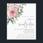 Prospectus 11,4 Cm X 14,2 Cm PAPIER Blush Rose Florals Sweet 16 Invitation<br><div class="desc">Une alternative PAPER (pas de carte) de grande valeur SANS ENVELOPPES à la taille plus petite 4, 5" x 5, 6" et à un prix réduit. (Les enveloppes standard A6 sont la taille la plus proche à adapter) Papier Blush Florals Sweet sixteen Invitation. une illustration florale d'art tendance pour invitation...</div>