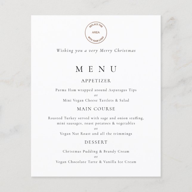 Prospectus 11,4 Cm X 14,2 Cm PAPIER | Business Logo Menu Christmas Party (Devant)