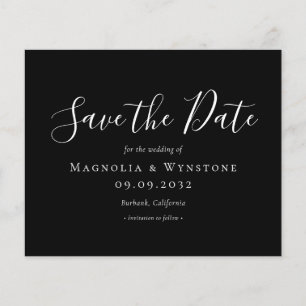 Prospectus 11,4 Cm X 14,2 Cm PAPIER Faire-part de mariage noir "Save The Date"