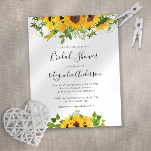 Prospectus 11,4 Cm X 14,2 Cm PAPIER Fête des mariées tournesol Brunch Invitatio