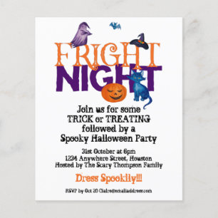 Prospectus 11,4 Cm X 14,2 Cm PAPIER   Fright Night Halloween Fête Invitation