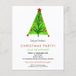 Prospectus 11,4 Cm X 14,2 Cm PAPIER Invitation de fête de Noël contemporaine