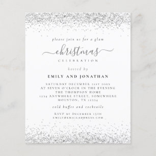 Prospectus 11,4 Cm X 14,2 Cm PAPIER Invitation de fête de Noël pailletée arge
