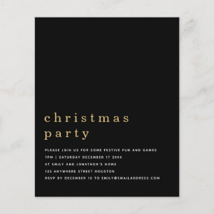 Prospectus 11,4 Cm X 14,2 Cm PAPIER   Invitation de la fête de Noël noir minima