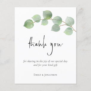 Prospectus 11,4 Cm X 14,2 Cm PAPIER Merci photo Eucalyptus Feuille Script