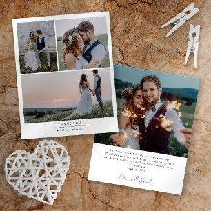 Prospectus 11,4 Cm X 14,2 Cm Papier minimaliste 4 Mariage photo Merci