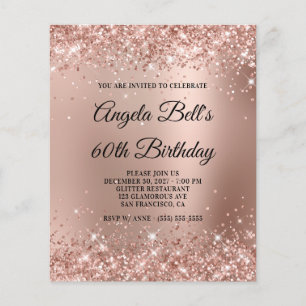 Prospectus 11,4 Cm X 14,2 Cm Papier Pailleté Rose Gold Glam Ombre 60e Anniversa