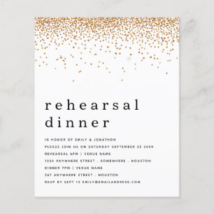 Prospectus 11,4 Cm X 14,2 Cm PAPIER Parties scintillant d'or Dîner de répétit