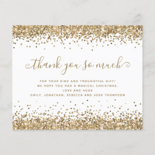 Prospectus 11,4 Cm X 14,2 Cm PAPIER Parties scintillant d'or Merci de Noël