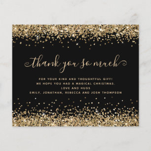 Prospectus 11,4 Cm X 14,2 Cm PAPIER Parties scintillant d'or Noël Merci noir