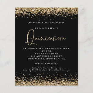 Prospectus 11,4 Cm X 14,2 Cm PAPIER Parties scintillant d'or Quinceañera 15èm