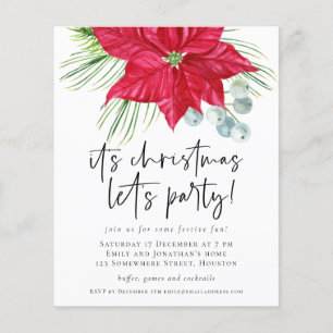 Prospectus 11,4 Cm X 14,2 Cm PAPIER Poinsettia Christmas Lets Invitation de l