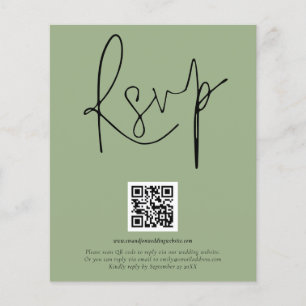 Prospectus 11,4 Cm X 14,2 Cm PAPIER QR Code Script Mariage Sage RSVP