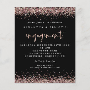 Prospectus 11,4 Cm X 14,2 Cm PAPIER Rose Parties scintillant or Fiançailles n