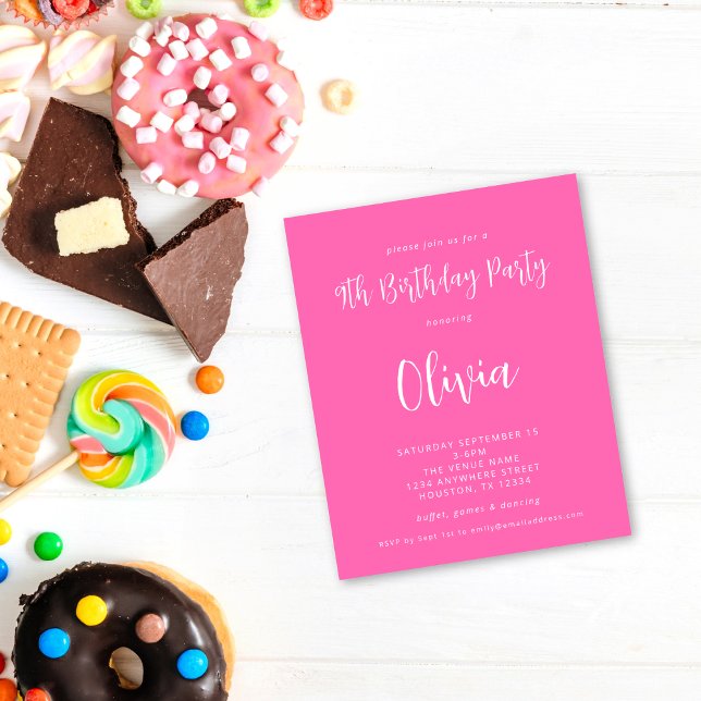 Prospectus 11,4 Cm X 14,2 Cm PAPIER | Script Hot rose 9e fête d'anniversaire (Value paper alternative)