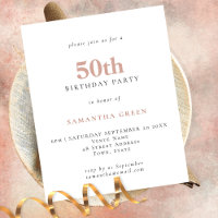 PAPIER Simple Texte Blush 50e Invitation anniversa