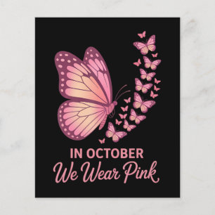 Prospectus 11,4 Cm X 14,2 Cm papillon poitrine rose en octobre