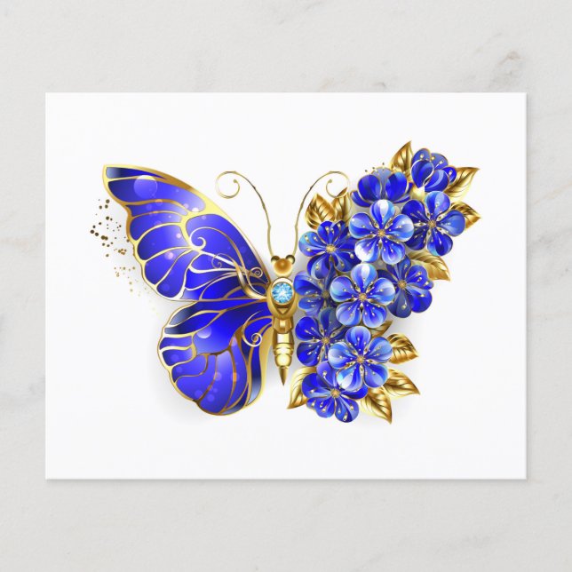 Prospectus 11,4 Cm X 14,2 Cm Papillon Saphir Fleur (Devant)